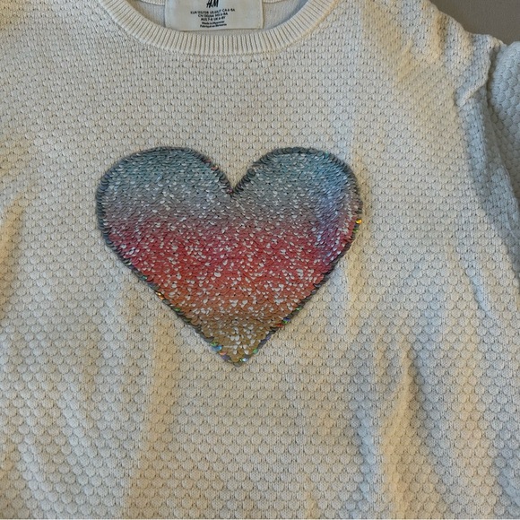 H&M Long Sleeve Textured Sweater with Flip Sequin Heart Design - Picture 5 of 10